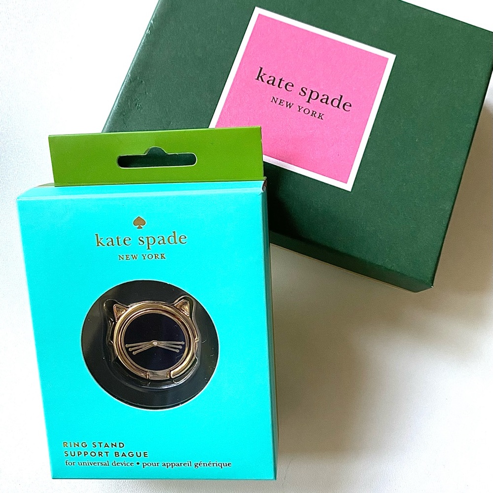 Kate Spade - cat cell phone ring and gift box